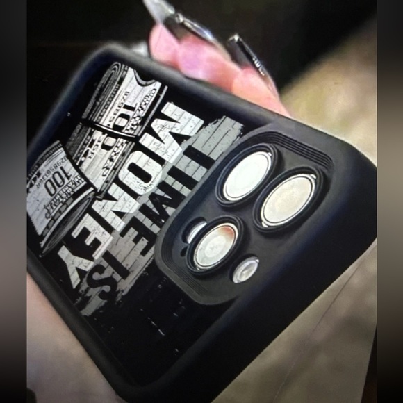 iPhone 12 -Black 'Time is Money' Phone Case - Picture 3 of 4